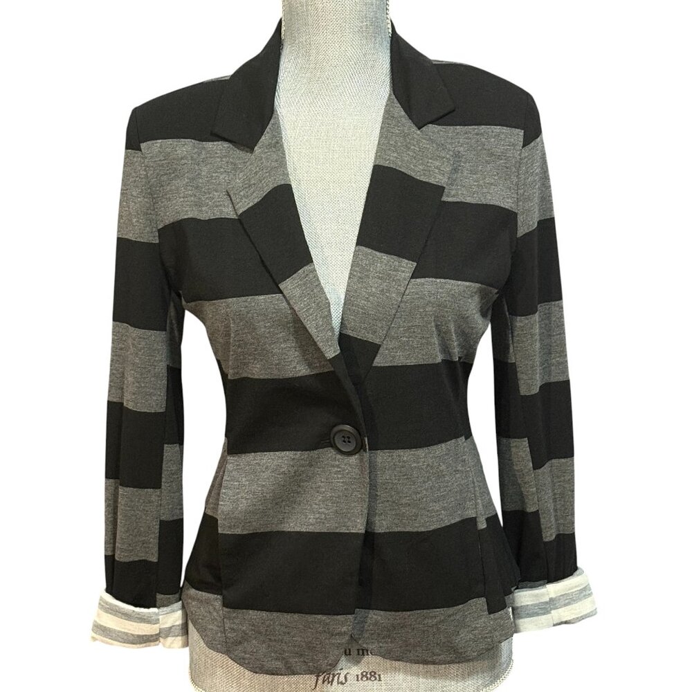 Max and Riley Blazer - Size Small - Black & Gray Stripe Sweater Jacket